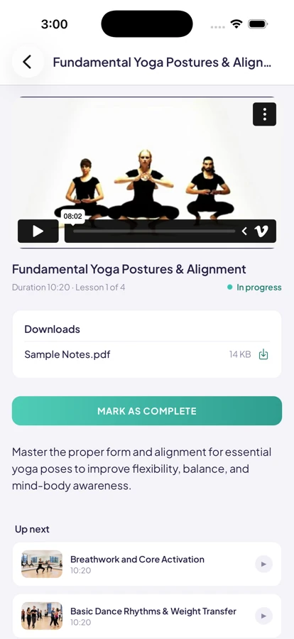 Spotlight Academy on mobile: Lesson